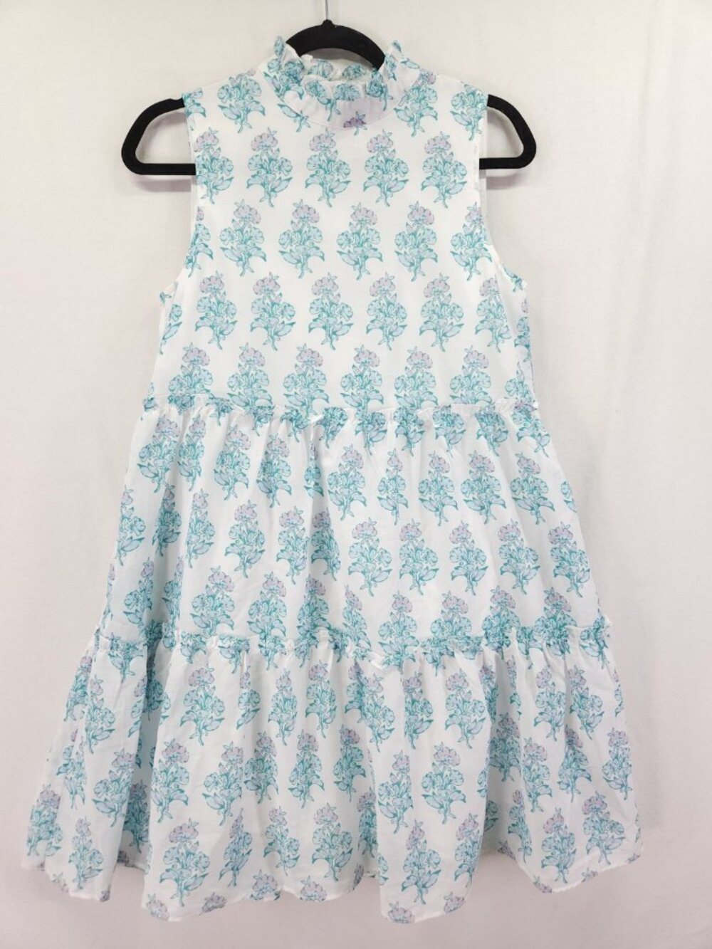 J Marie Womens XS Floral High Neck Tiered Mini Dress Garden Boho Chic